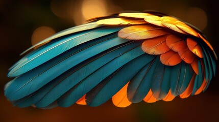 Obraz premium Close-up of Blue and Orange Bird Feathers