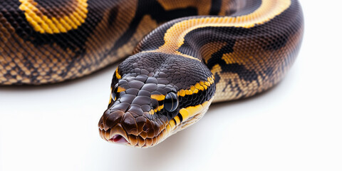 Obraz premium Close up python on the white background.