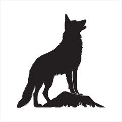 Silhouette of wolf on white background
