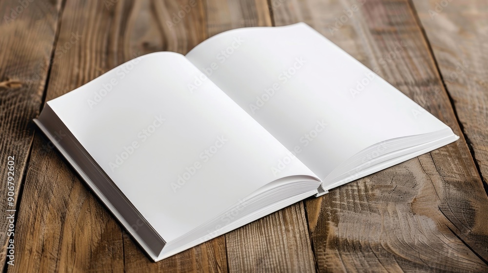 Poster a white notebook is opened on the table