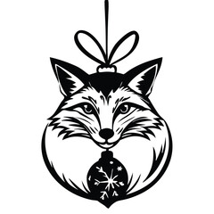 Obraz premium Fox Face Christmas Ornament with Snowflake