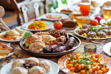 A Bountiful Feast: A Table Set with a Variety of Dishes
