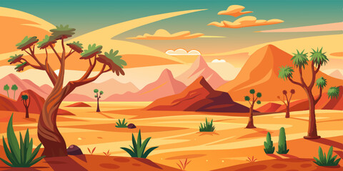 Desert Scene Vector Illustration for kids story