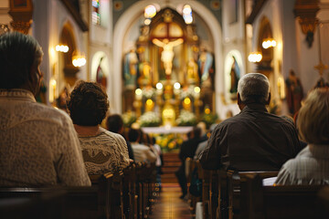 People at church during holy mass
