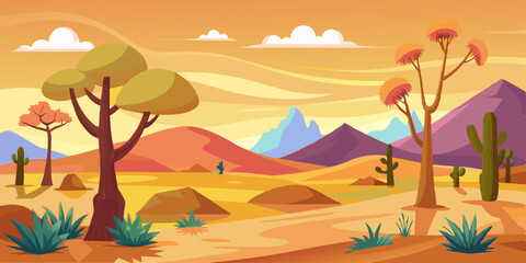 Desert Scene Vector Illustration for kids story