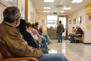 Patients waiting in doctor's waiting room