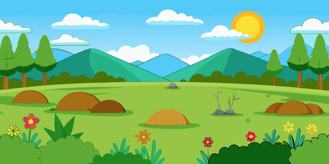 Mountains Scene Vector Illustration for kids