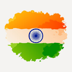 Indian Flag Tricolor Brush Style Flag Happy Independence Day