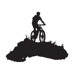 Silhouette Mountainbiker silhouette white background
