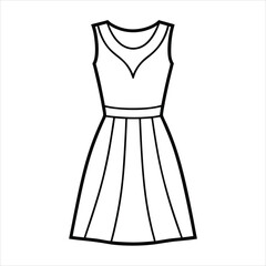 A stylish plain dress illustration line art vector