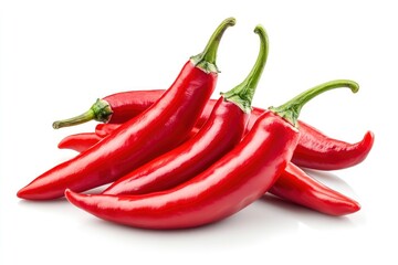 red hot chili peppers isolated on white background, full depth of field , ai