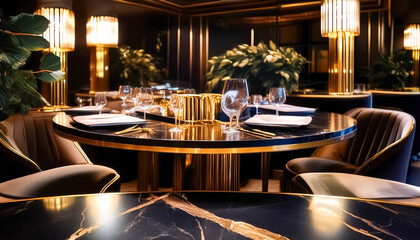 Fototapeta premium Elegant Dining Table with Golden Accents