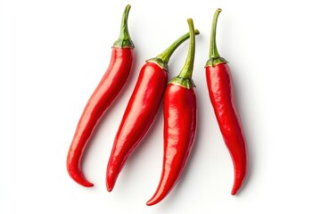 red hot chili peppers isolated on white background, full depth of field , ai