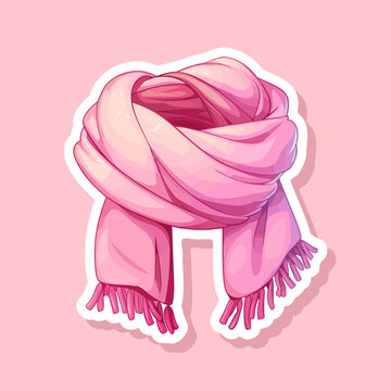 recommend clip art: Vector winter pink scarf isolated on white background. illustration of pink scarf. Christmas holiday wool muffler clothes. Winter warming clothes in cartoon style pink color for pretty girl 