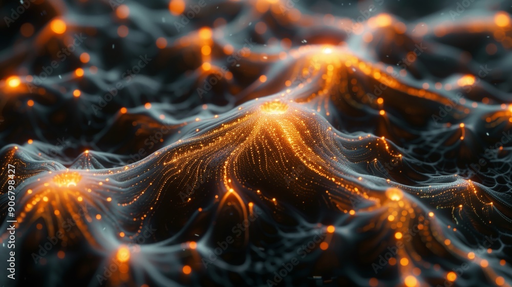 Poster a detailed view showcases neural networks and synapses firing, illustrating complex brain activity d