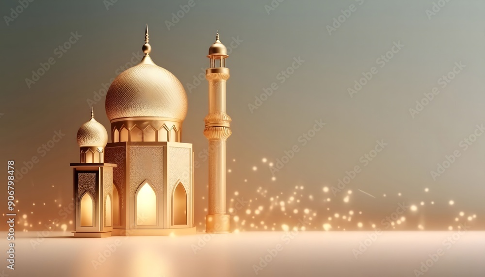 Wall mural golden mosque illustration