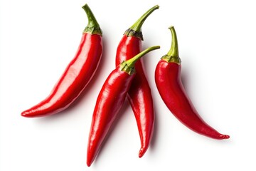 red hot chili peppers isolated on white background, full depth of field , ai