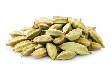 Cardamom isolated on white background, full depth of field, ai