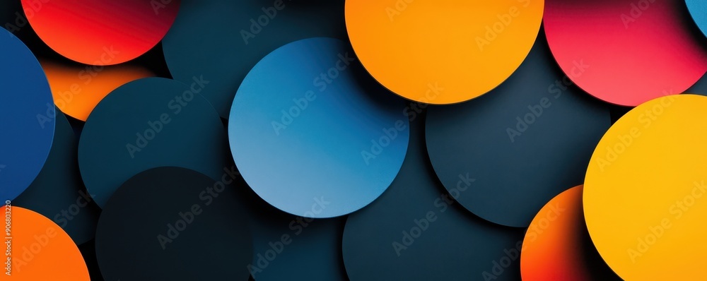 Poster colorful abstract background with overlapping circles in vibrant shades of blue, orange, and red cre