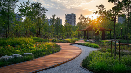 Naklejka premium Modern urban park