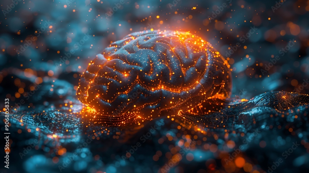 Poster a vibrant close-up reveals the complex neural networks and synapses within the human brain, showcasi