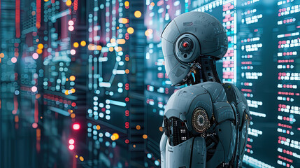 Artificial Intelligent Human. Technology Background with Copy Space