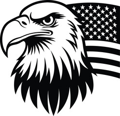 eagle with usa flag t shirt element illustration black and white