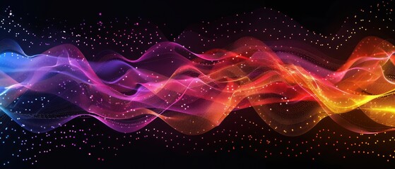 Fototapeta premium Abstract colorful digital wave background with glowing neon dots and lines.