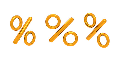 Percent on white background. 3d render.