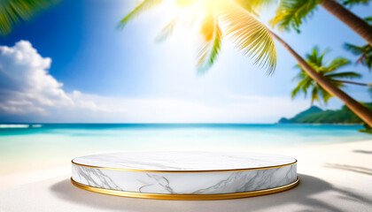 Marble Podium on Tropical Beach