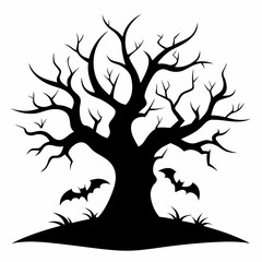 gothic tree for Halloween black silhouette