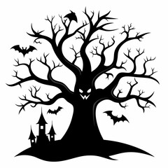gothic tree for Halloween black silhouette