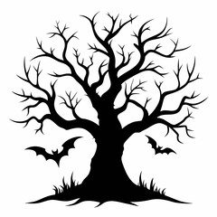 gothic tree for Halloween black silhouette