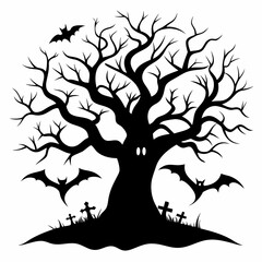 gothic tree for Halloween black silhouette