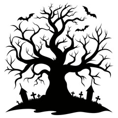 gothic tree for Halloween black silhouette