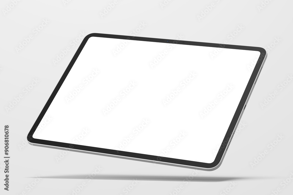 Fototapete tablet pad pro 13 inch tablet display screen gadget mobile device with digital pencil responsive realistic mockup design template isolated in gray background 3d render illustration floating view