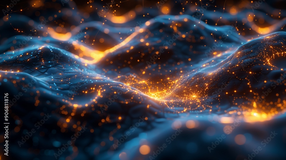 Poster close-up view reveals intricate neural networks and synapses illuminated with vibrant colors, showca