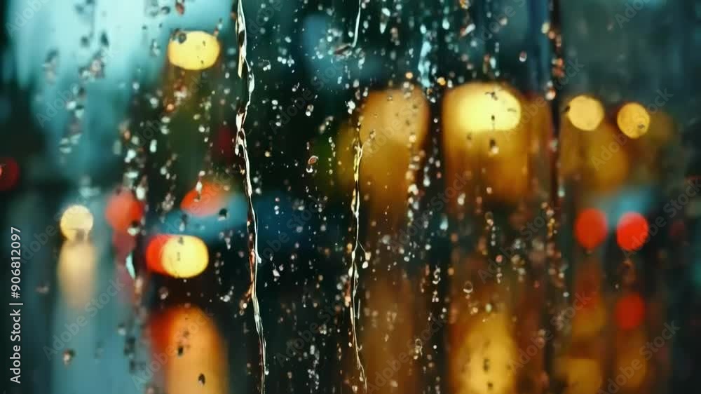 Canvas Prints Slow Motion of Rain Falling on Window