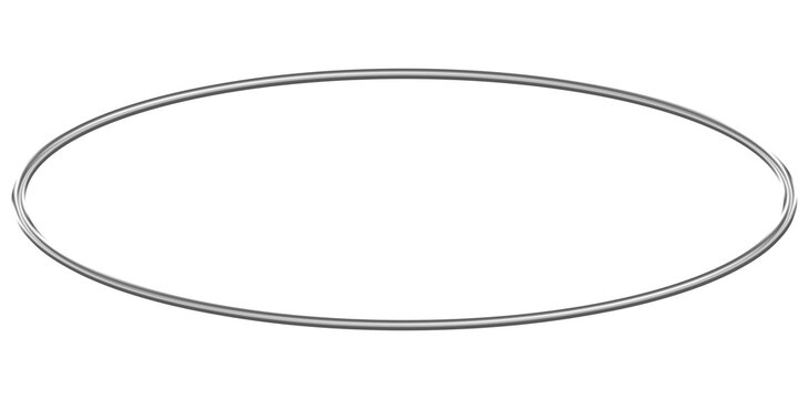 3d chrome oval frame border in y2k style isolated. Futuristic metal geometric shapes frame in trendy 90s style.