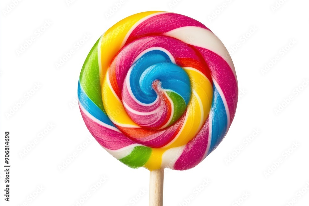 Wall mural colorful lollipop isolated on white background, full depth of field, clipping path , ai