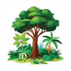 Obraz premium A tree in a tropical rainforest illustration vector