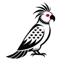 Obraz premium Black and White Stylized Cockatoo with Red Eye