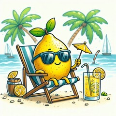 Lemon and beach generative ai 