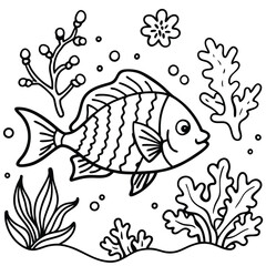 Obraz premium fish in water book coloring mandala vector