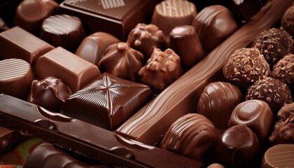 Obraz premium Decadent chocolate assortment with rich textures.