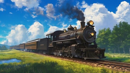 Obraz premium steam train in the countryside