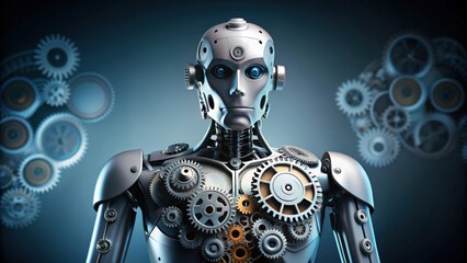 Robot with gears as body parts, robot, gear, machinery, technology, futuristic, artificial intelligence