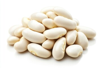 white Kidney beans, isolated on white background, full depth of field, ai