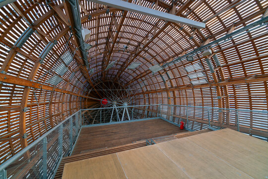 Interior of airship at DOX art hub, Holesovice, Prague, Bohemia, Czech Republic (Czechia), Europe