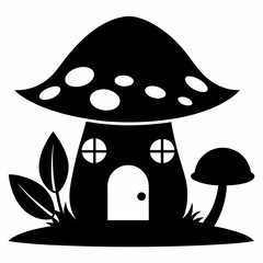 Mushroom House black silhouette